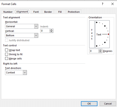 formatting cells alignment