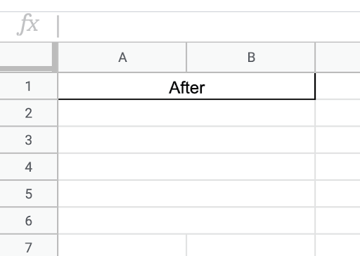 Results after merging cells horizontally in Google Sheets. Merge horizontally in Google Sheets - after merging cells