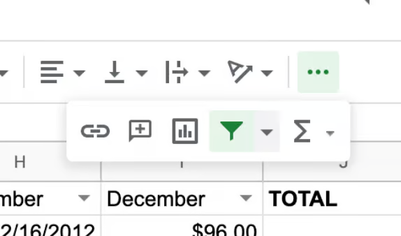 How to Filter Data in Google Sheets - first step. Example of data filtering in Google Sheets