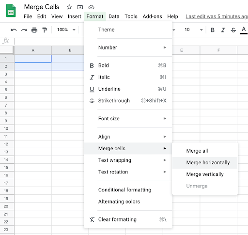 How to merge cells horizontally in Google Sheets. Merge cells horizontally in Google Sheets
