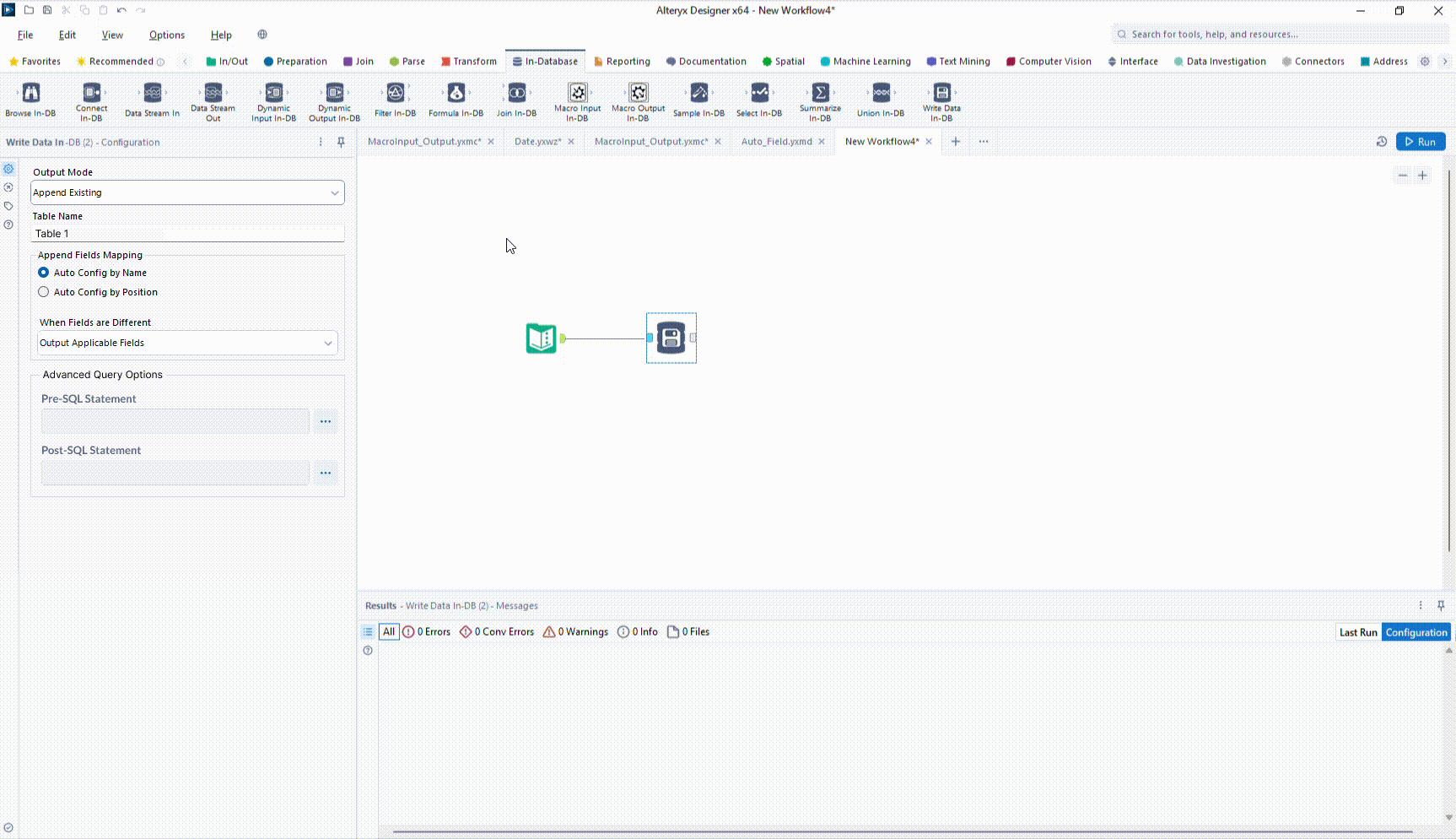Pre/post SQL for In-DB tools