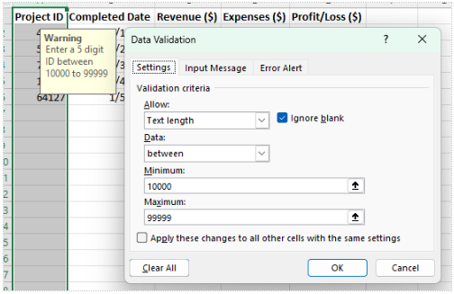 Remove Excel Data Validation